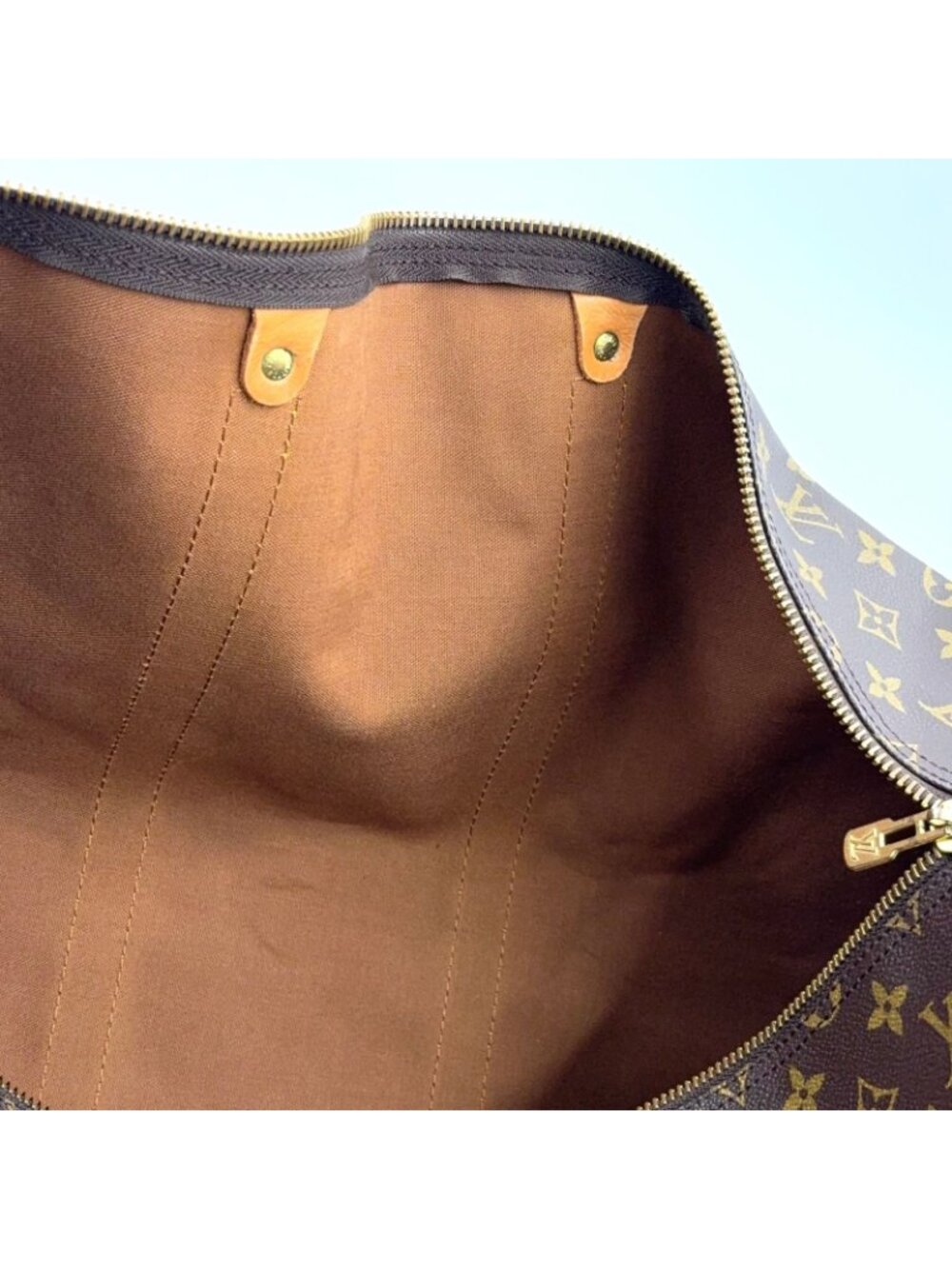 Louis Vuitton Keepall 55 Monogram Leather Brown Light Boston Bag Gold - Picture 15 of 15